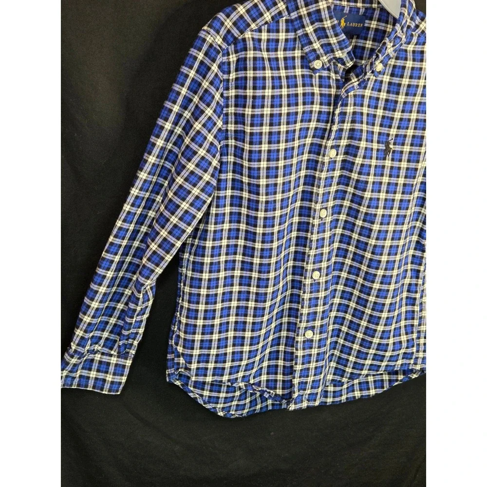 Ralph Lauren‎ Kids Blue Madras Plaid Button Down Shirt Long Sleeve Size 5